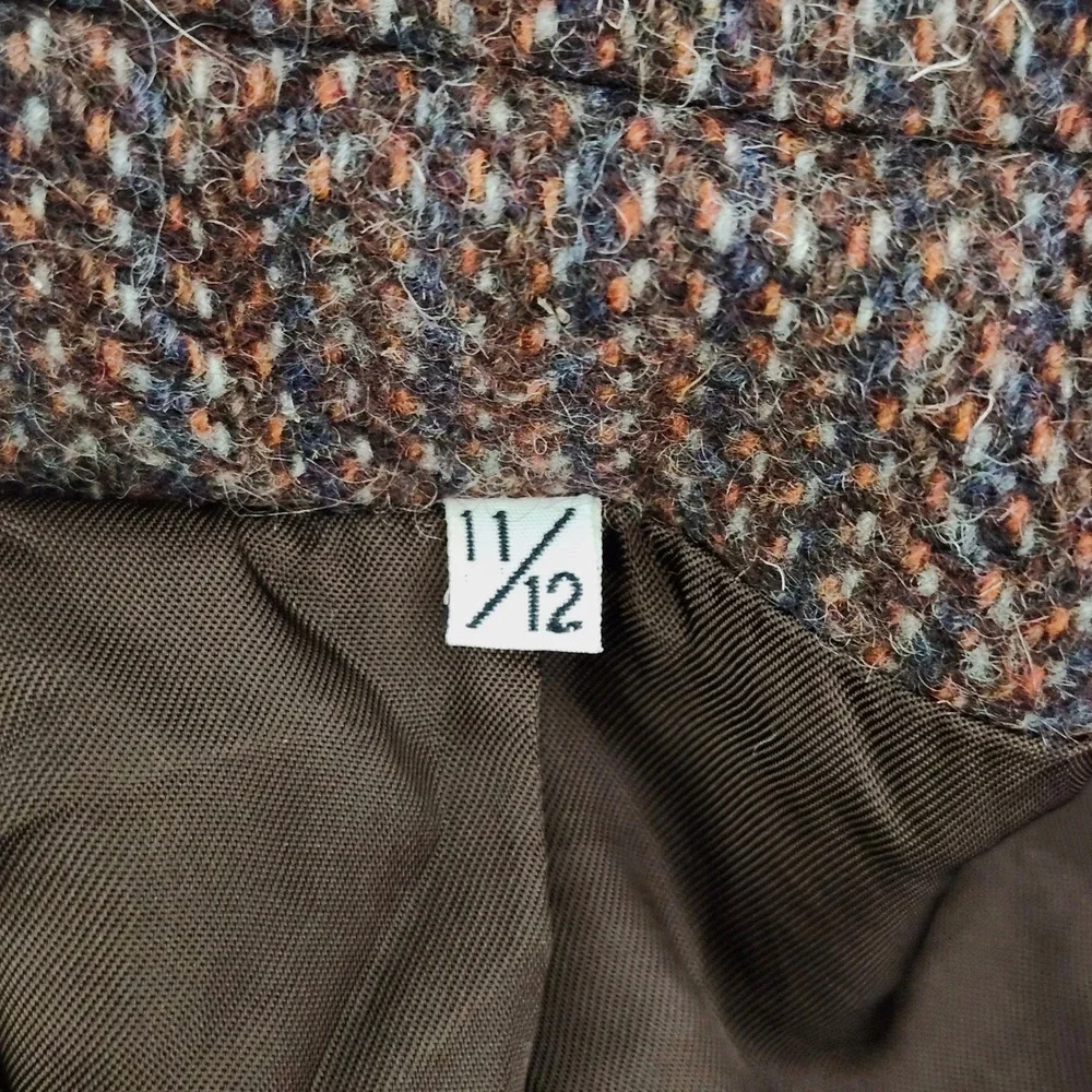 Vintage 80s Peabody House Wool Tweed Blazer Jacket Womens 11/12 Rust Brown Lined